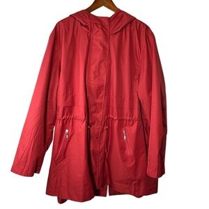 Pennington's Red Water Repellant Trench Raincoat Size 3X NWT